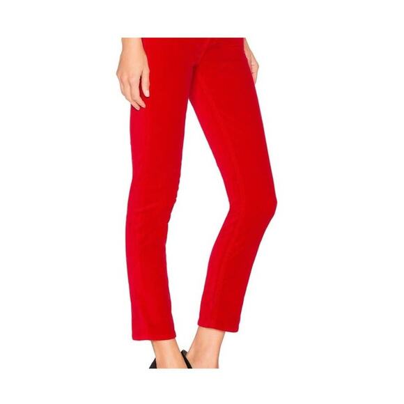 RE/DONE High Rise Ankle Crop Pants in Red Velvet Size 26 NWT - Picture 2 of 9